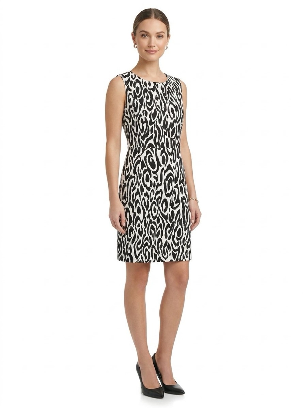 AGB Dress Petite Sleeveless Zebra Print Shift Dress Size 4P Career Baddie